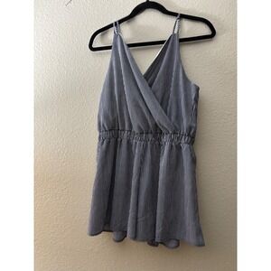 Tresics Blue White Striped Sleeveless Romper Elastic‎ Waist Casual Size L